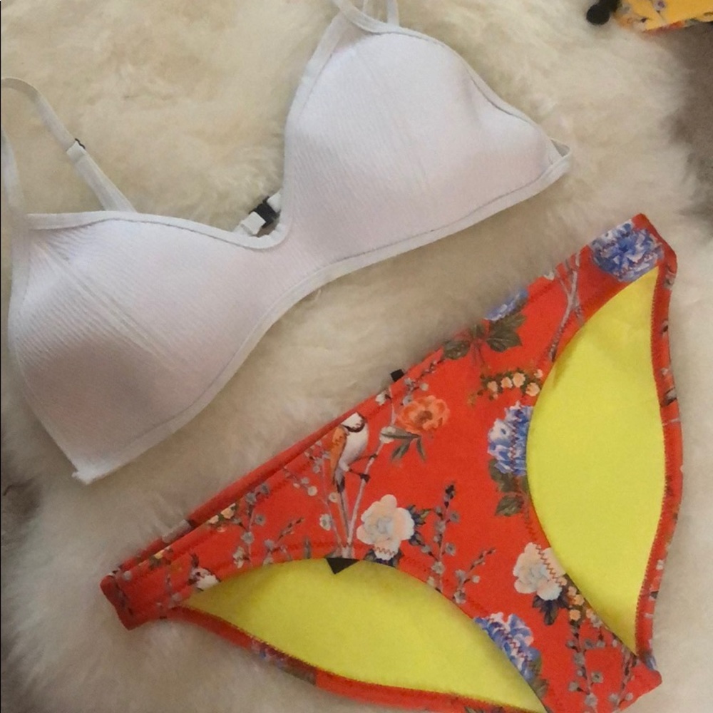 Orange Floral Triangl Bikini